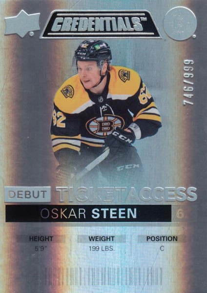 insert RC karta OSKAR STEEN 21-22 Credentials Debut Ticket Access /999